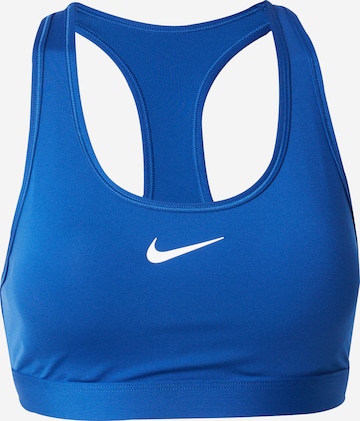 NIKE Medium support Sport bh 'SWOOSH' in Blauw: voorkant