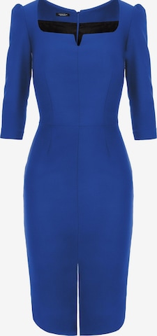 AVENUE N°29 - Vestido 'Rounded Neckline Midi Dress With Front Slit' en azul: frente