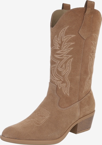 Ital-Design Cowboystiefel in Beige: Vorderseite