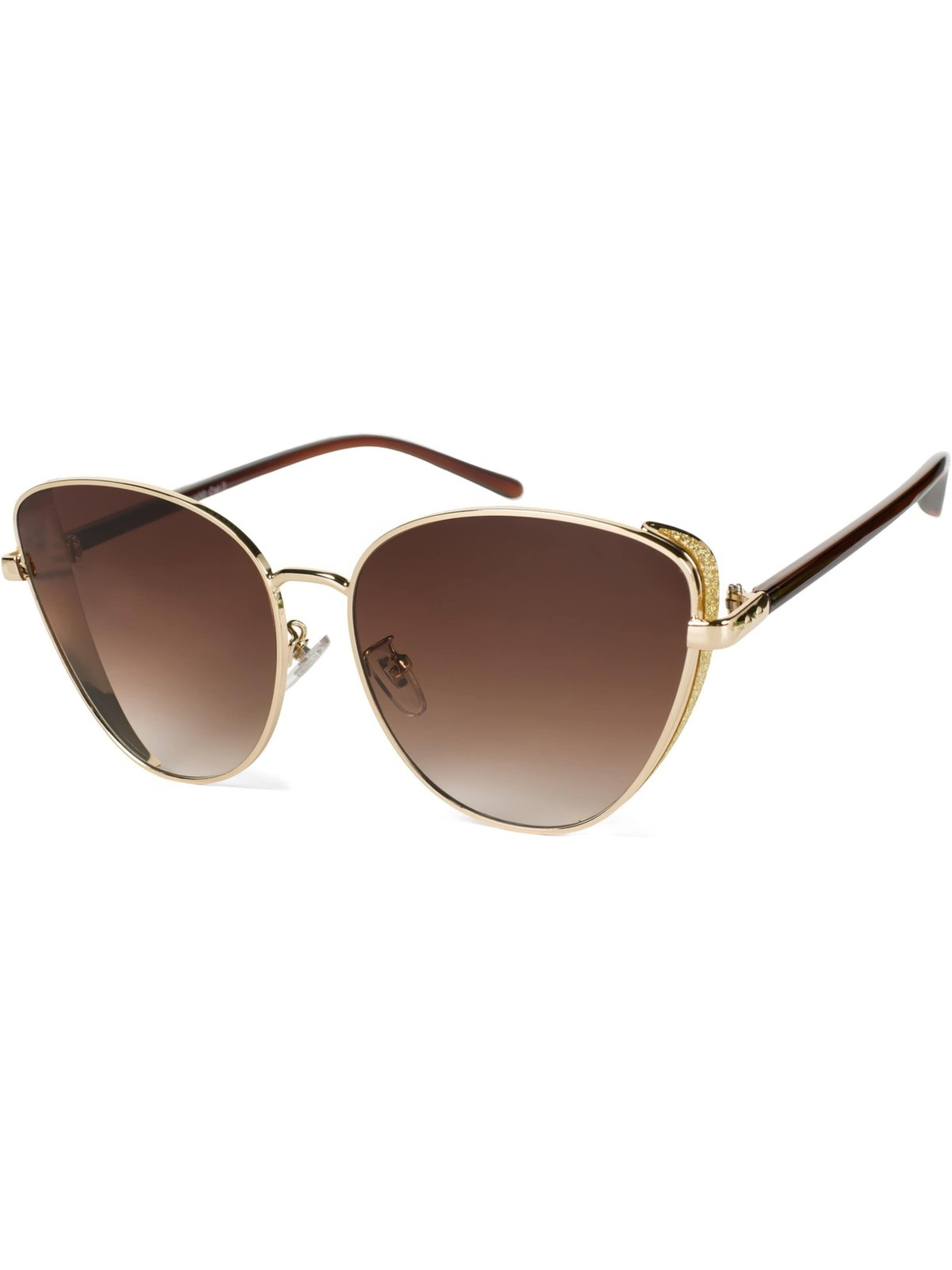 styleBREAKER Sunglasses 'Cateye Sonnenbrille mit Glitzer Side Shield' in Brown: front