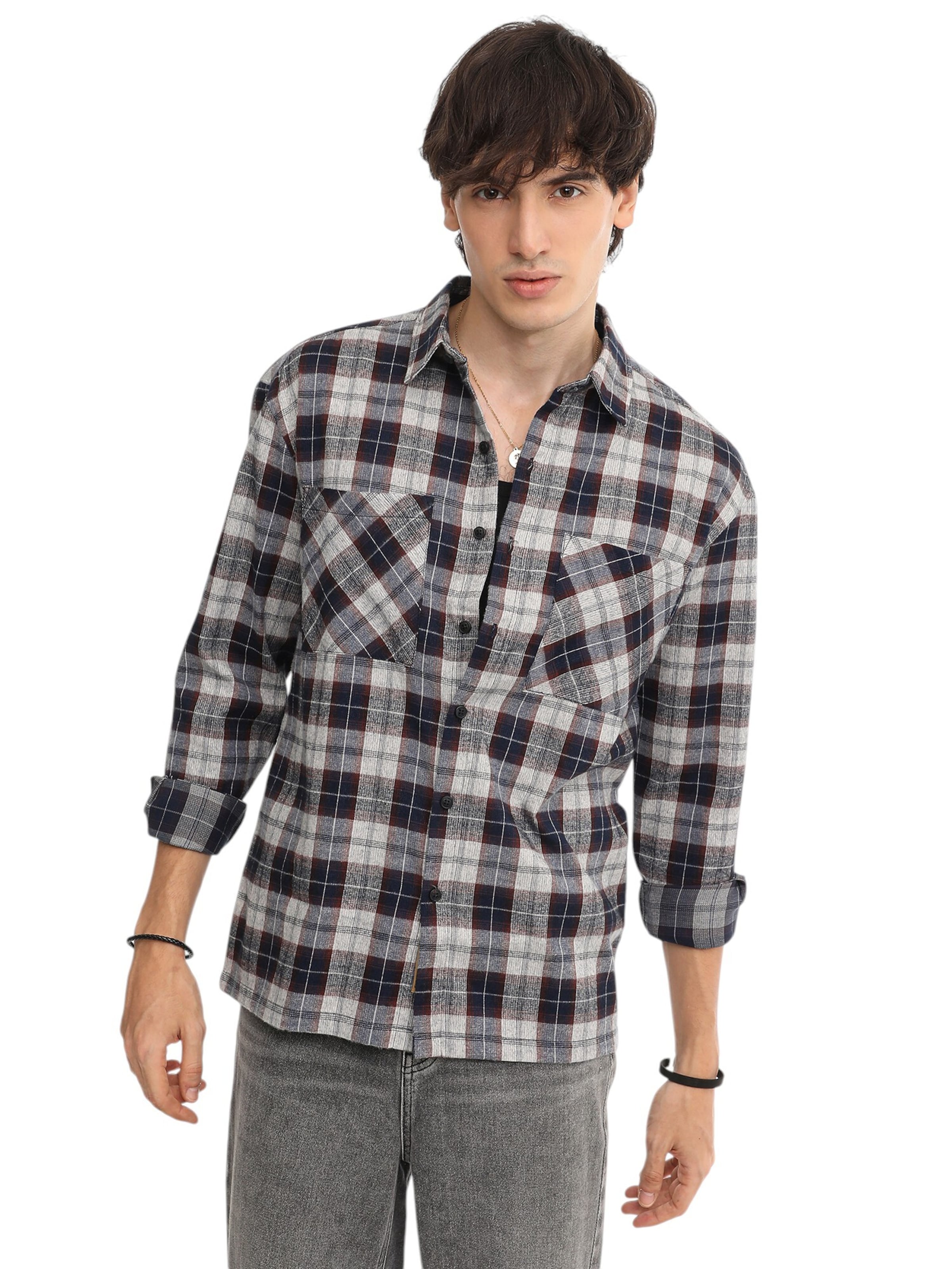 pelēks Campus Sutra Standarta piegriezums Krekls 'Tawnie': no priekšpuses