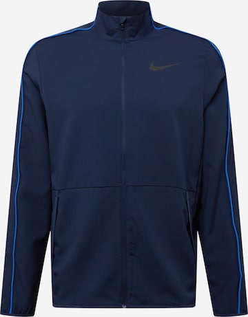 NIKE - Sudadera con cremallera deportiva en azul: frente