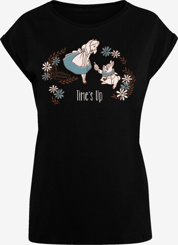 F4NT4STIC T-Shirt 'Disney Alice im Wunderland Time's Up' in Schwarz: predná strana