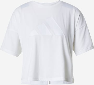 ADIDAS PERFORMANCE - Camisa funcionais 'Train Icons 3 Bar Logo' em branco: frente