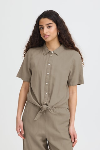 ICHI Blouse ' LINNO ' in Beige: front