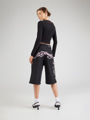 Ed Hardy Loosefit Jeans 'GREY DRAGON' i sort