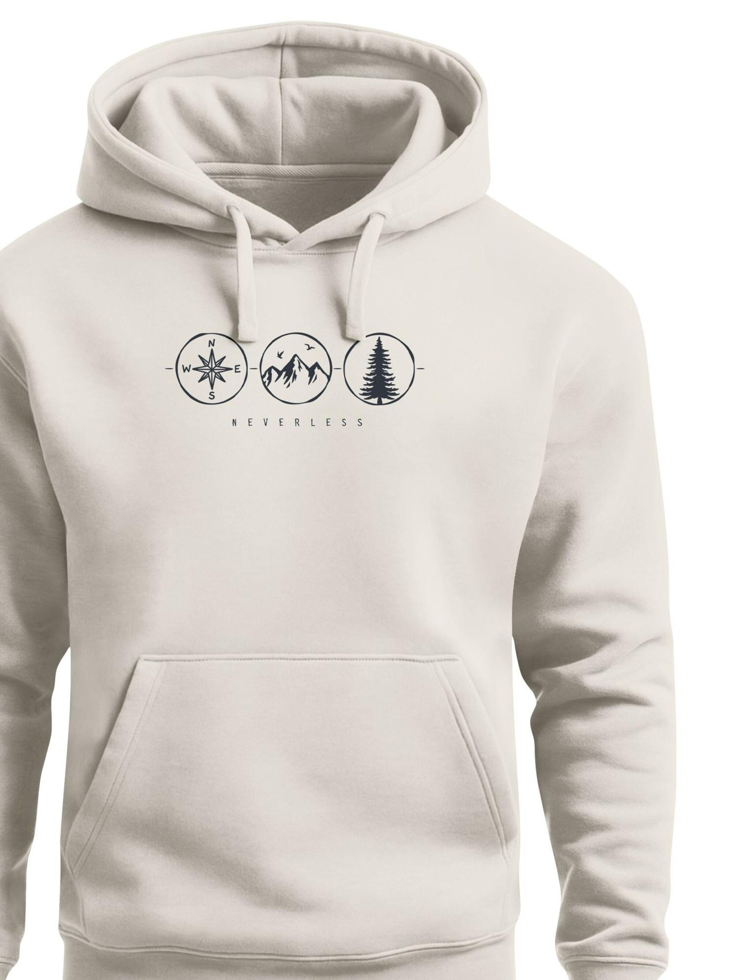 Neverless Sweatshirt 'Outdoor Kompass' in Beige