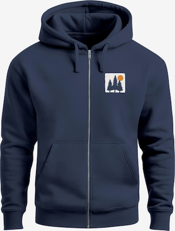 Neverless Sweatjacke 'Pine Trees' in Blau: Vorderseite