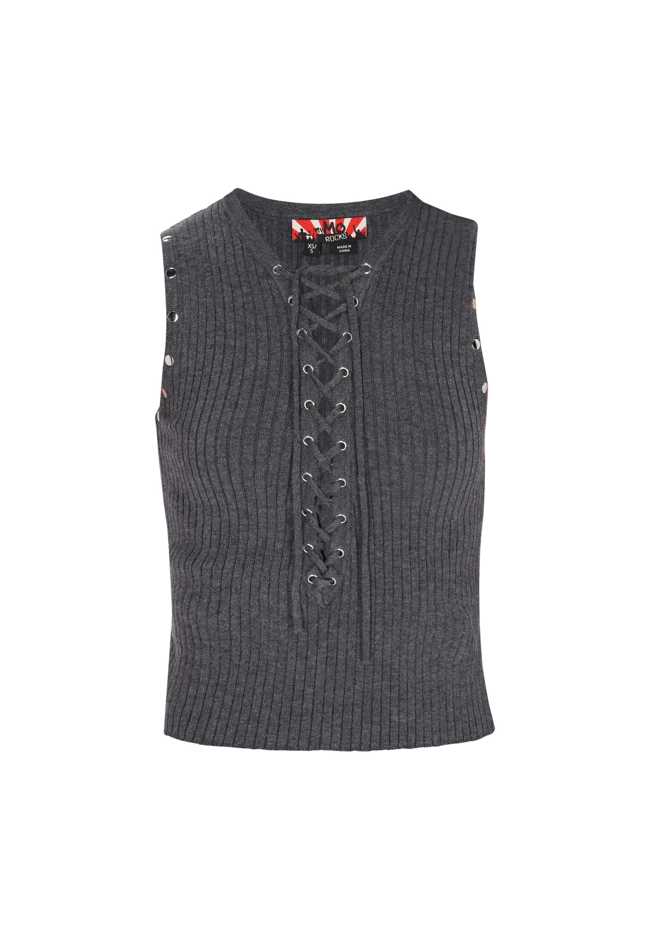 myMo ROCKS Knitted top in Grey: front