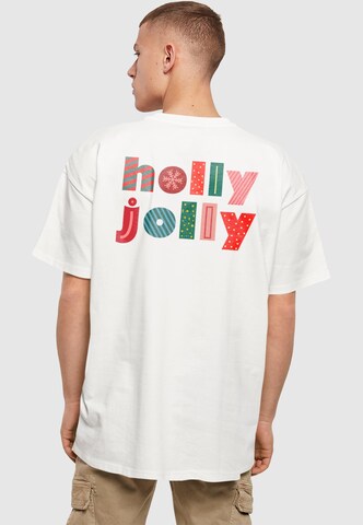 Merchcode Shirt 'Christmas Holly Jolly Mood' in Beige: front