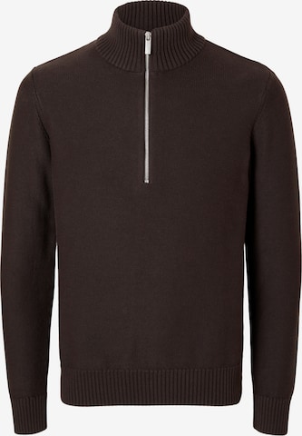 Pull-over 'SLHAxel' SELECTED en marron : devant