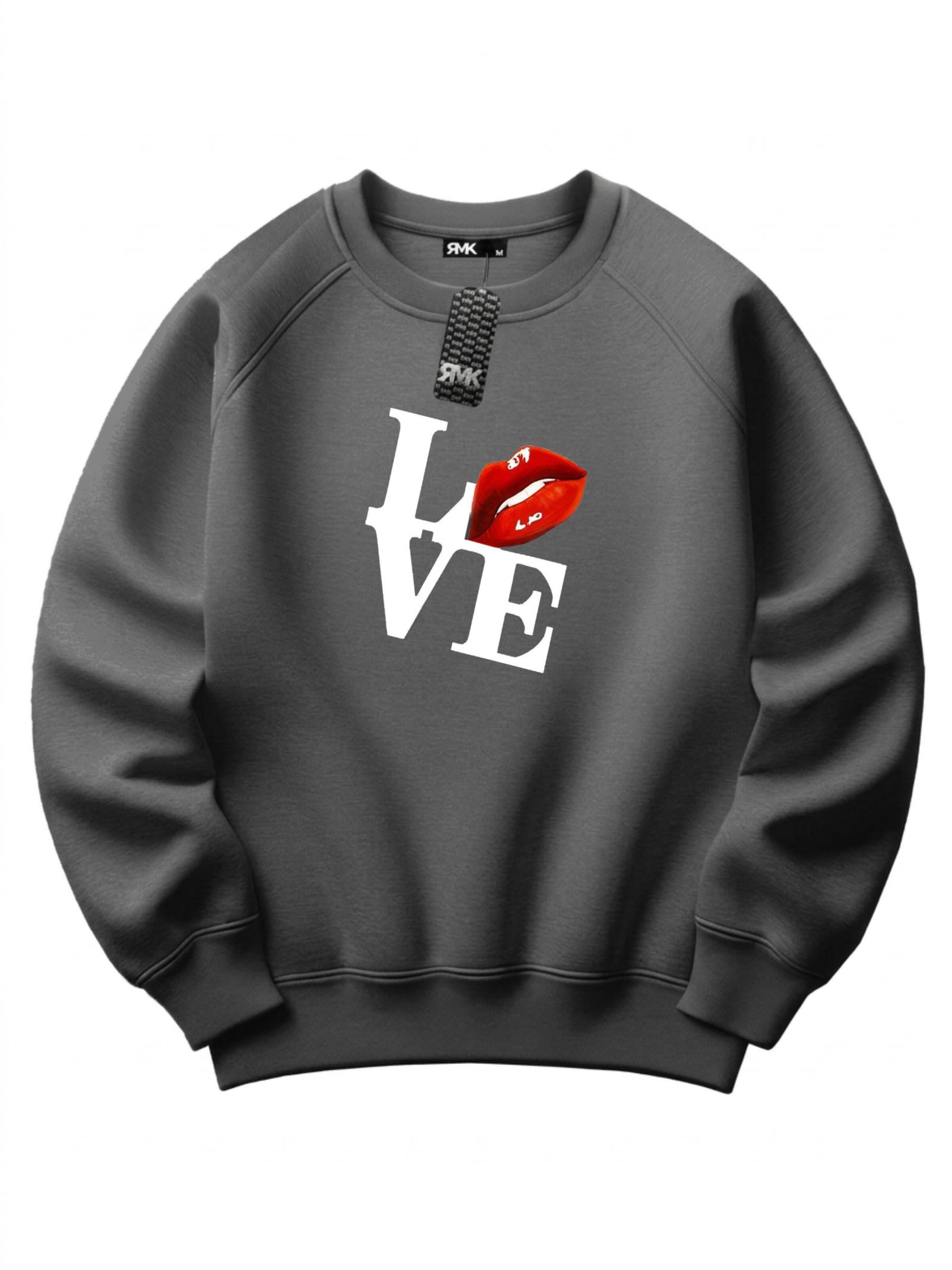 RMK Sweatshirt 'Love' in Grey: front
