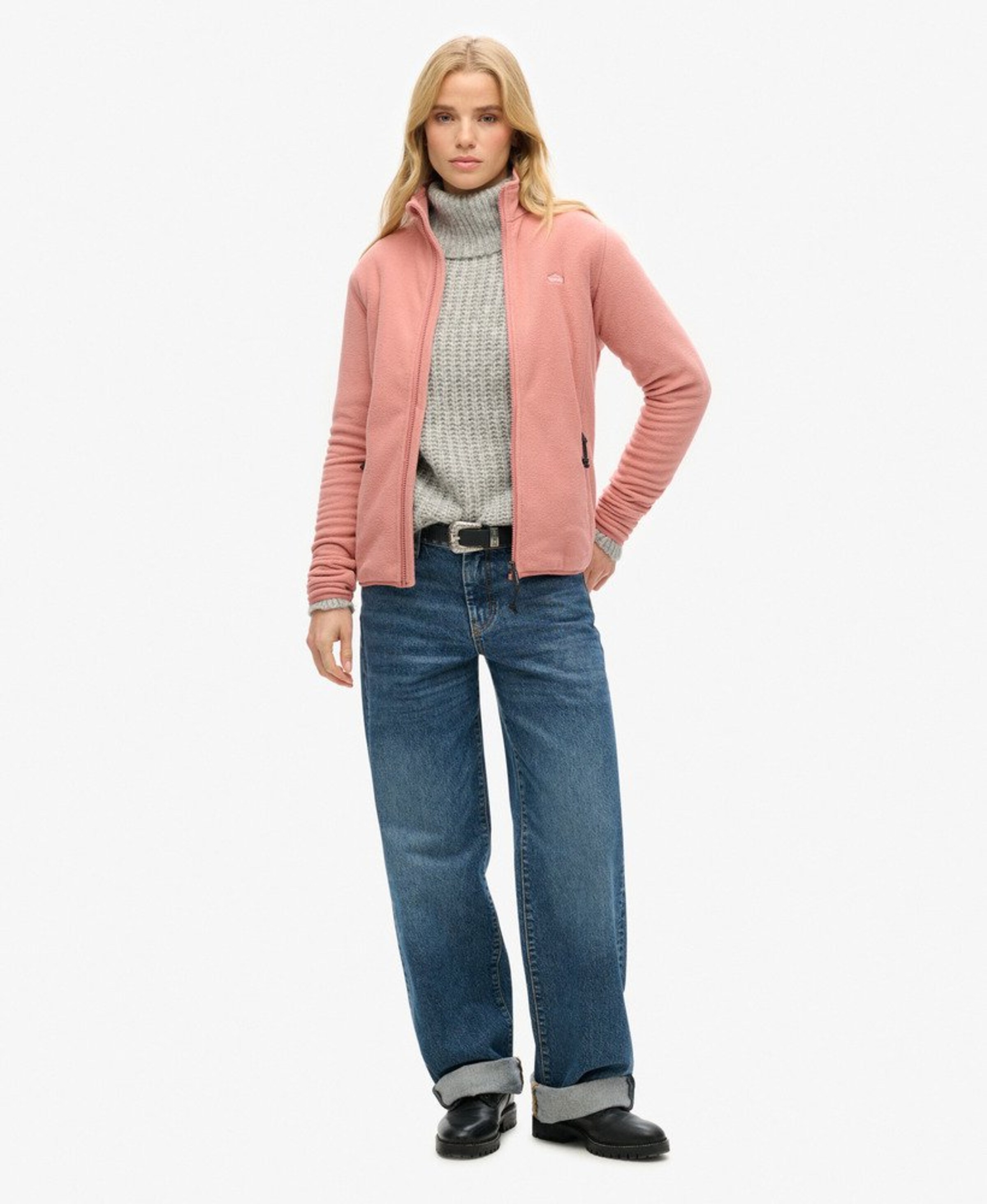 Superdry Fleece jas in Roze