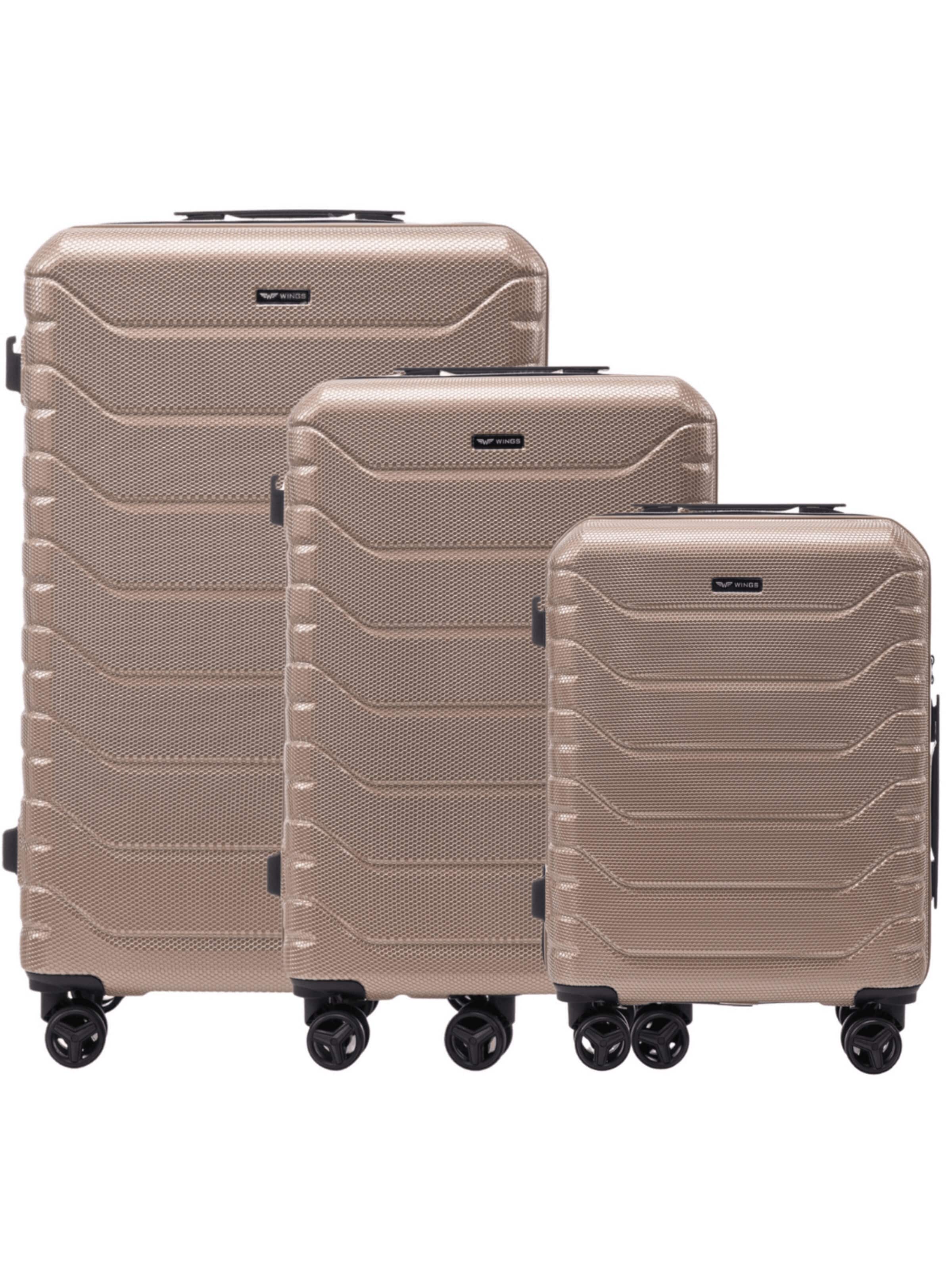 WINGS Cart 'WINGS CRAKE 3-Piece Luggage Set Polycarbonate with TSA Lock and 360 Spinner Wheels' in Gold: front
