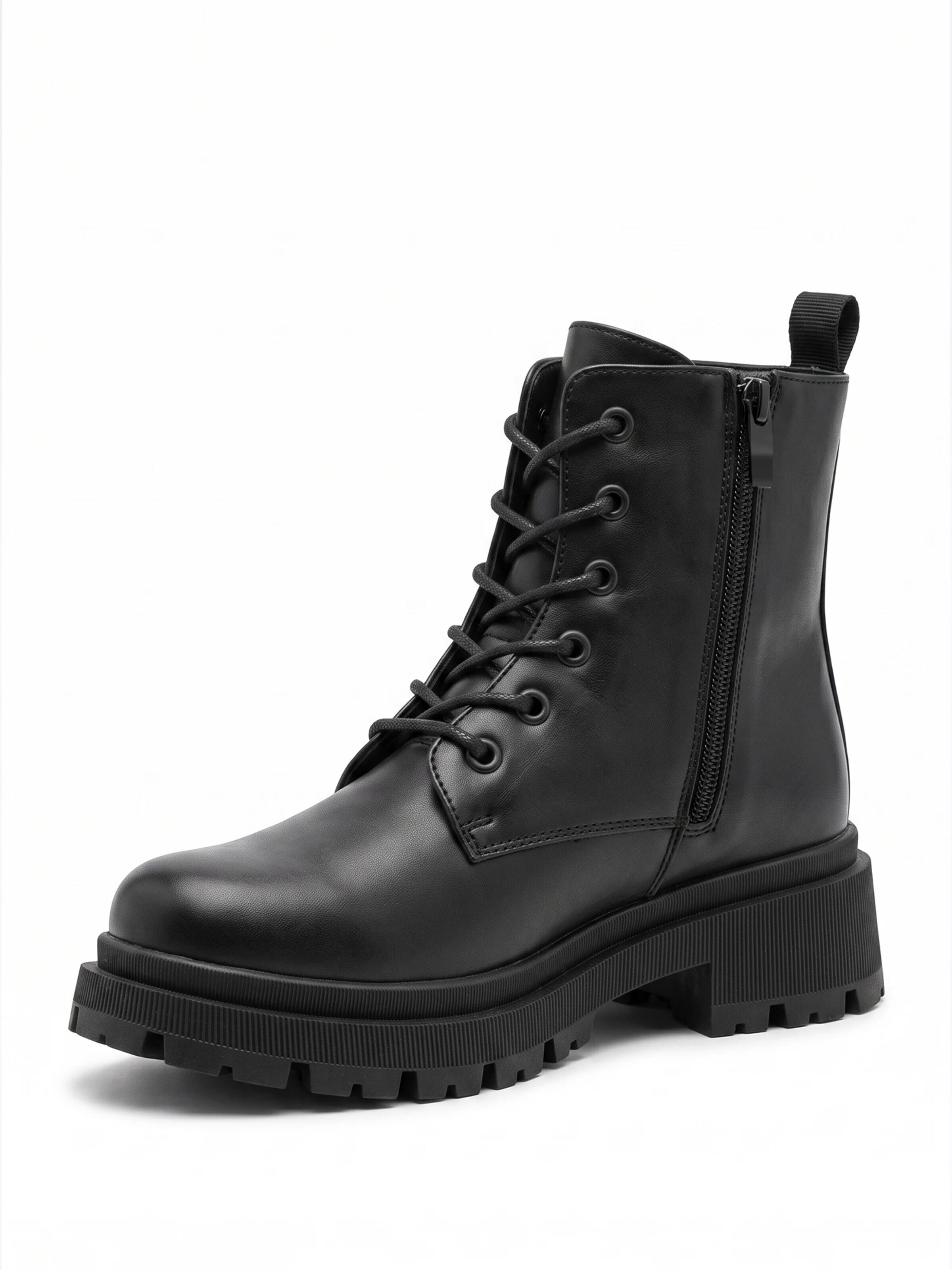 TorWeit Enkellaarsje 'Side Zip Lace Up Boots' in Zwart