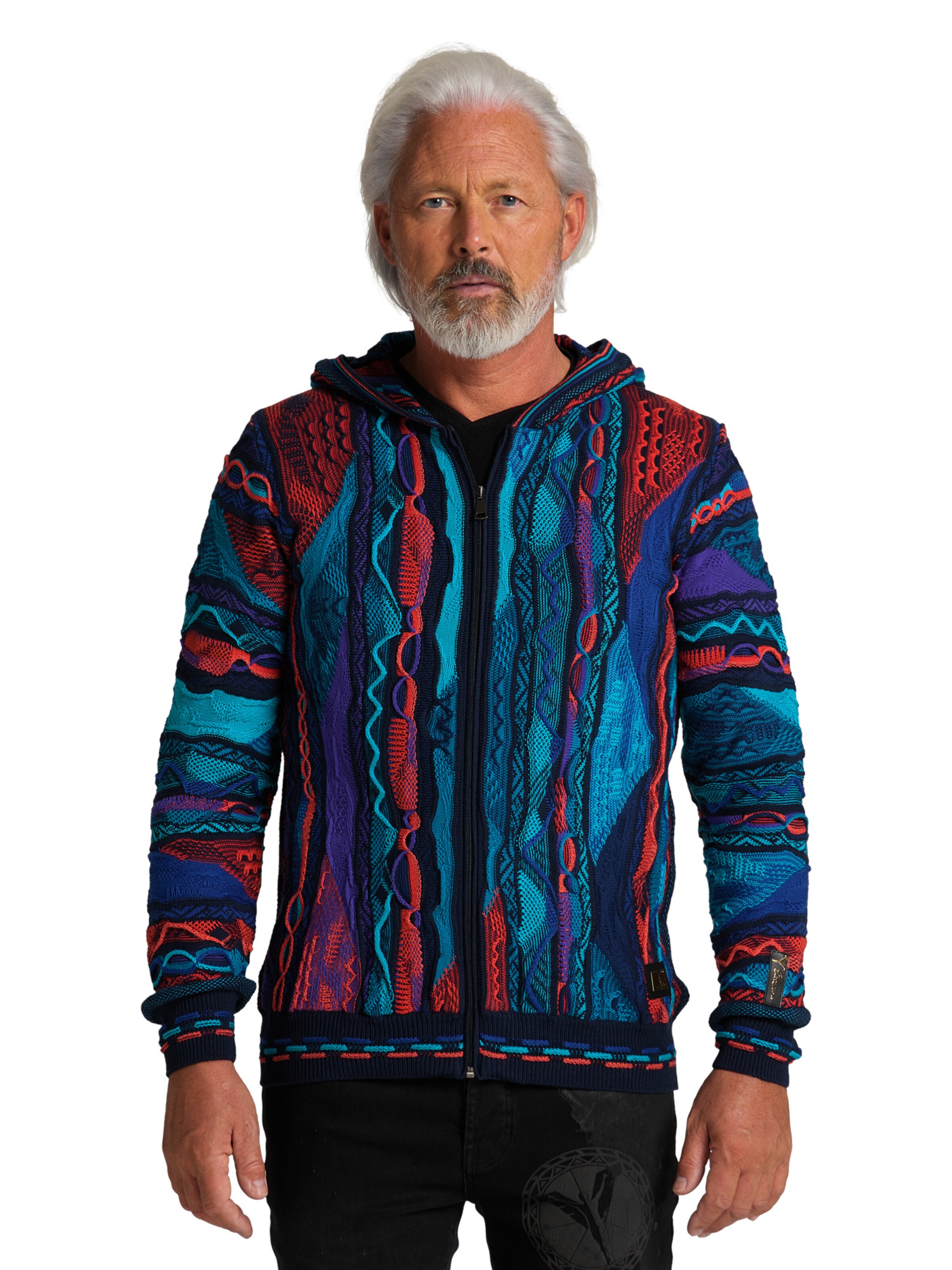 Carlo Colucci Strickjacke 'Conzem' in Blau: Vorderseite