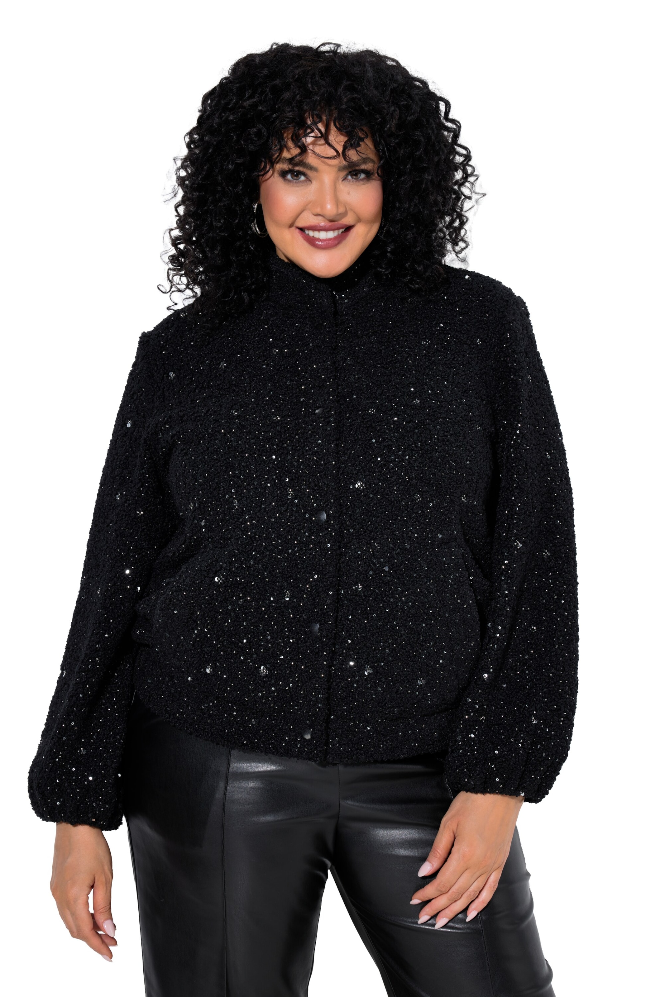 Ulla Popken Between-Season Jacket in Black: front