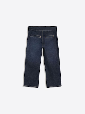 Bershka Široký strih Džínsy - Modrá