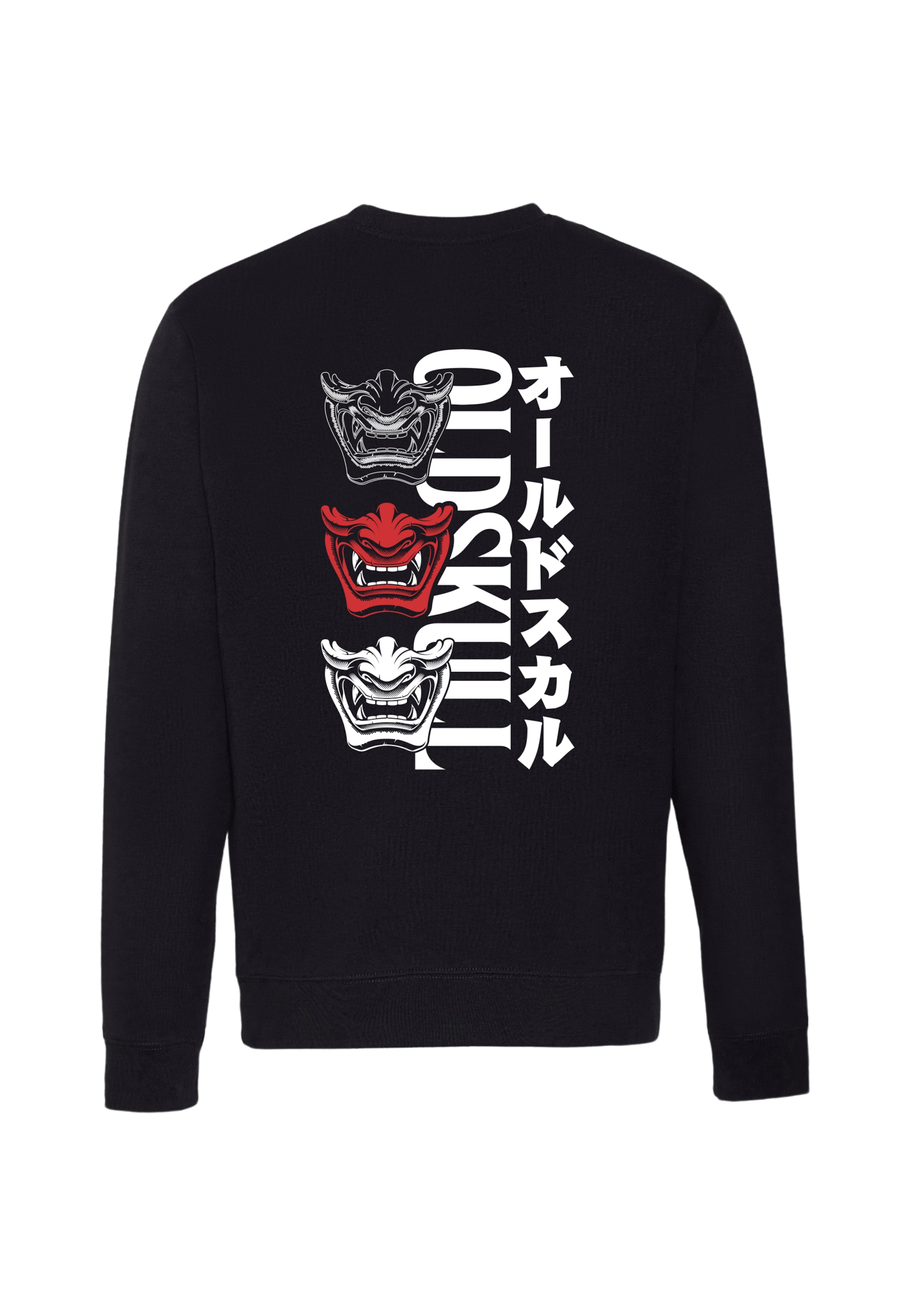 Oldskull Sweatshirt 'Asian Triple Mask' in Schwarz: Vorderseite
