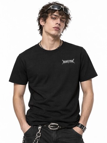 Norvine Shirt 'Norvine Y2K Tribal Style Techno 2000s T-Shirt' in Black: front