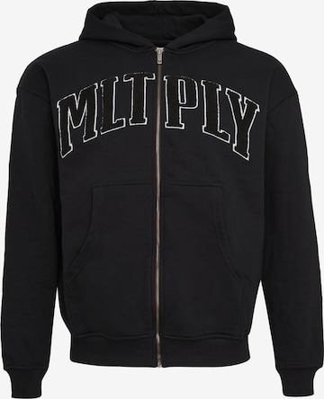 Multiply Apparel - Sudadera con cremallera en negro: frente