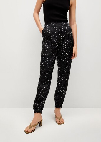 MANGO Tapered Pleat-Front Pants in Black: front