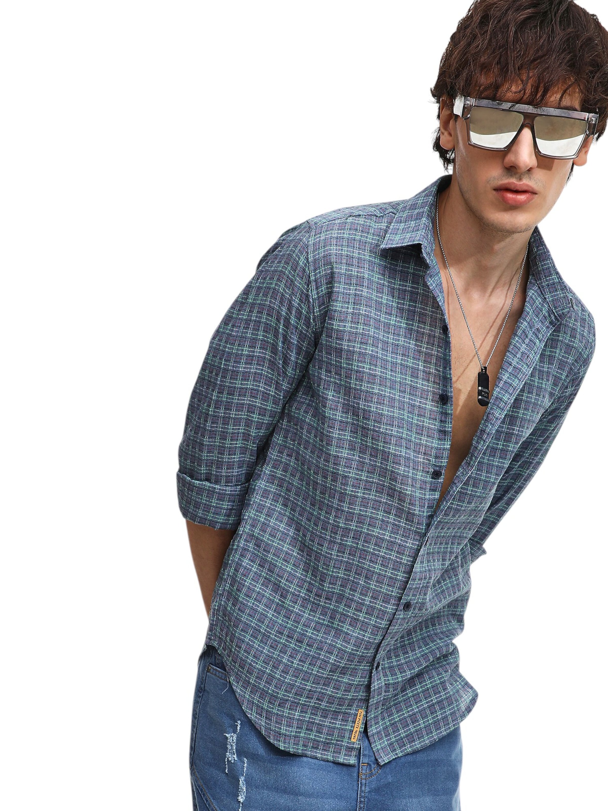 Campus Sutra Regular fit Button Up Shirt 'Xena' in Blue