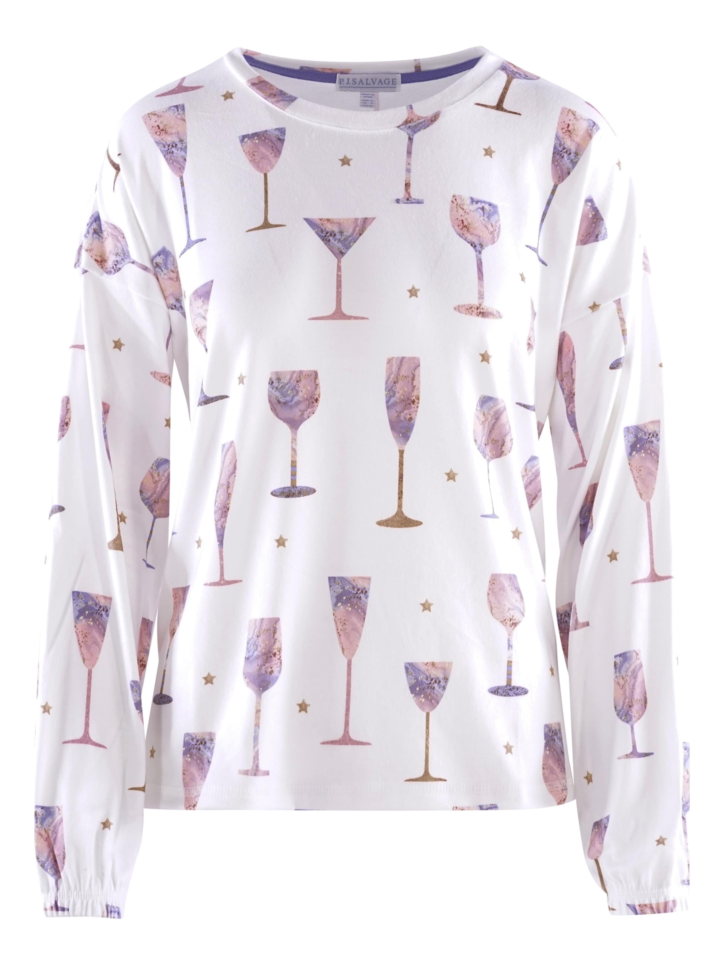 PJ Salvage Schlafshirt 'Wineful Life' in Weiß: Vorderseite