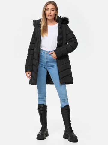 Threadbare Winter Coat 'Roo' in Black