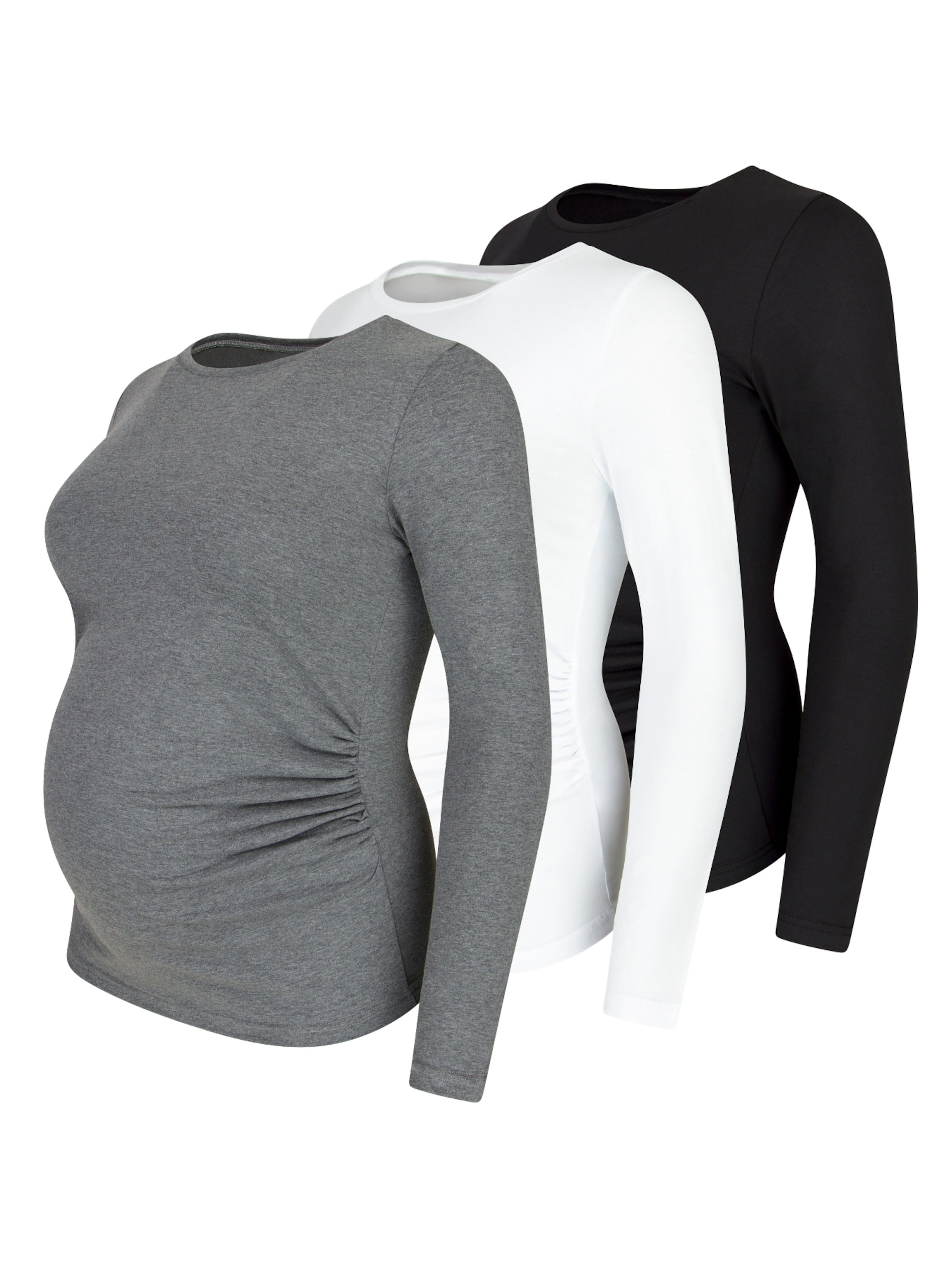 M.M.C. Shirt 'Langarm Basic Umstandsmode'‌‌‌‌‌‌ in Grau: Vorderseite