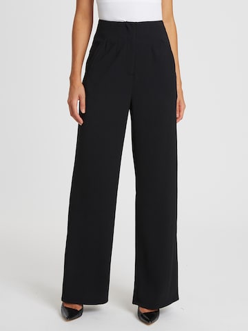 Willa - Pierna ancha Pantalón plisado 'Chancellor' en negro: frente