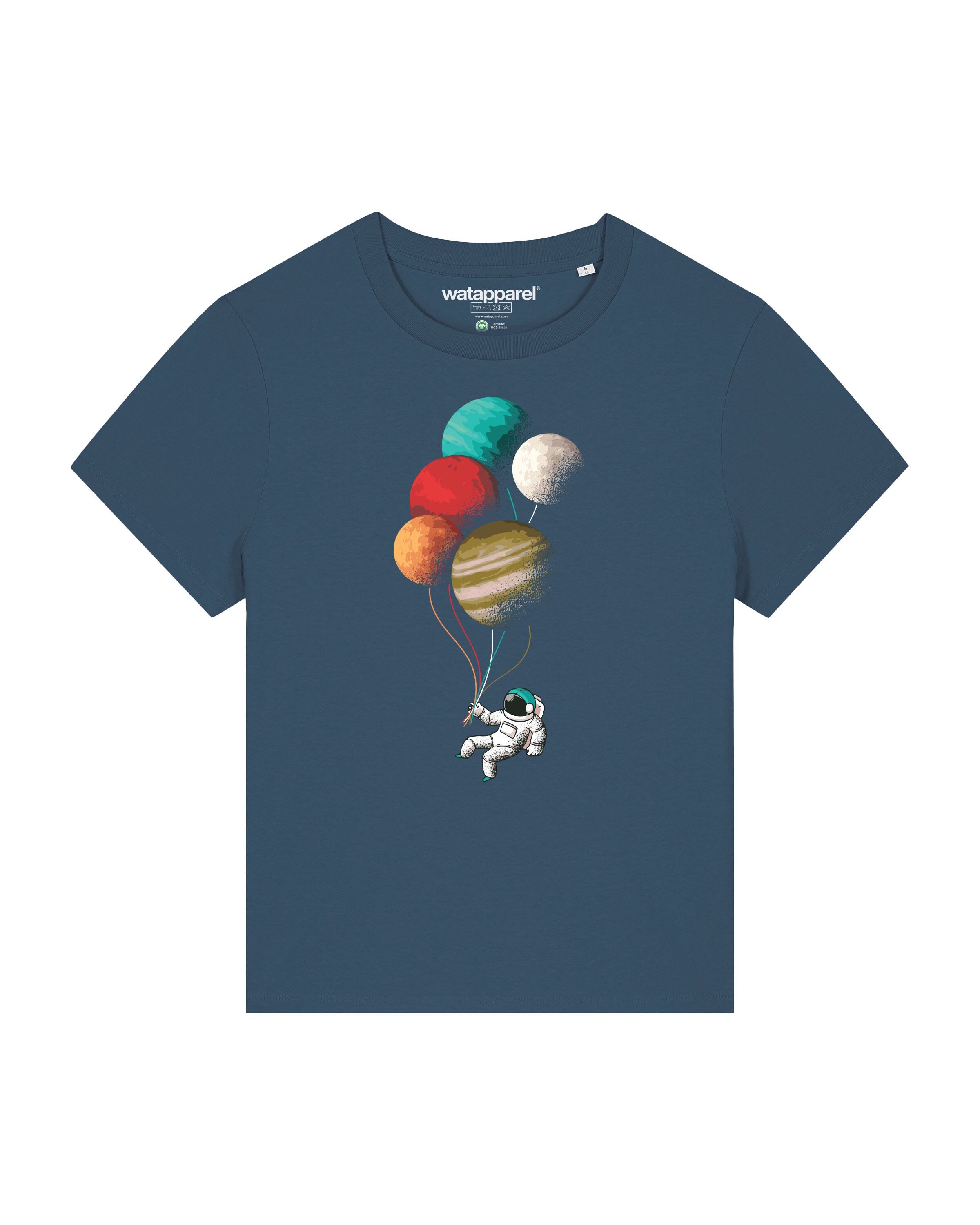 Watapparel Shirt ' Balloon Spaceman ' in Blau: Vorderseite