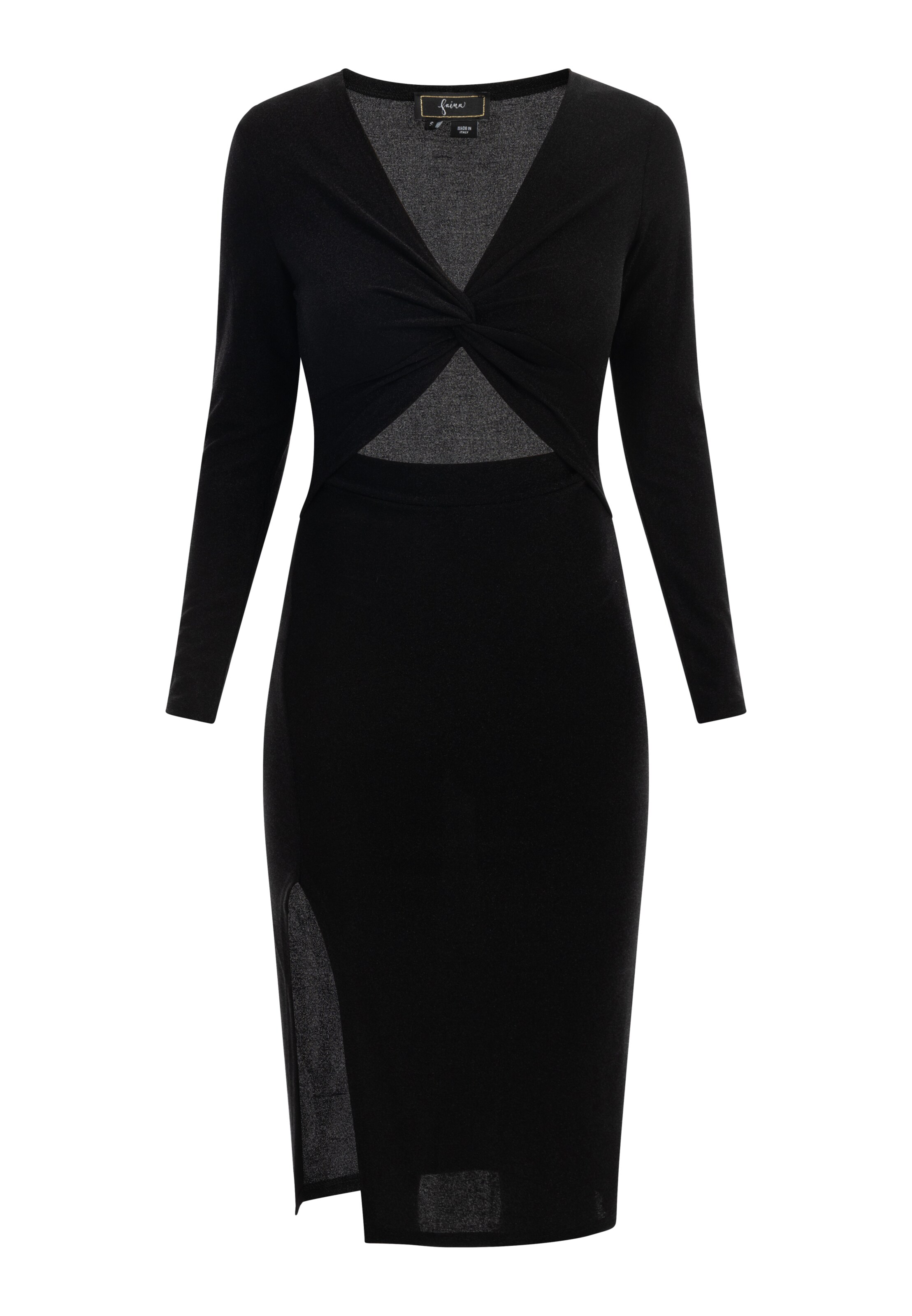 Abito da cocktail di faina in nero: frontale