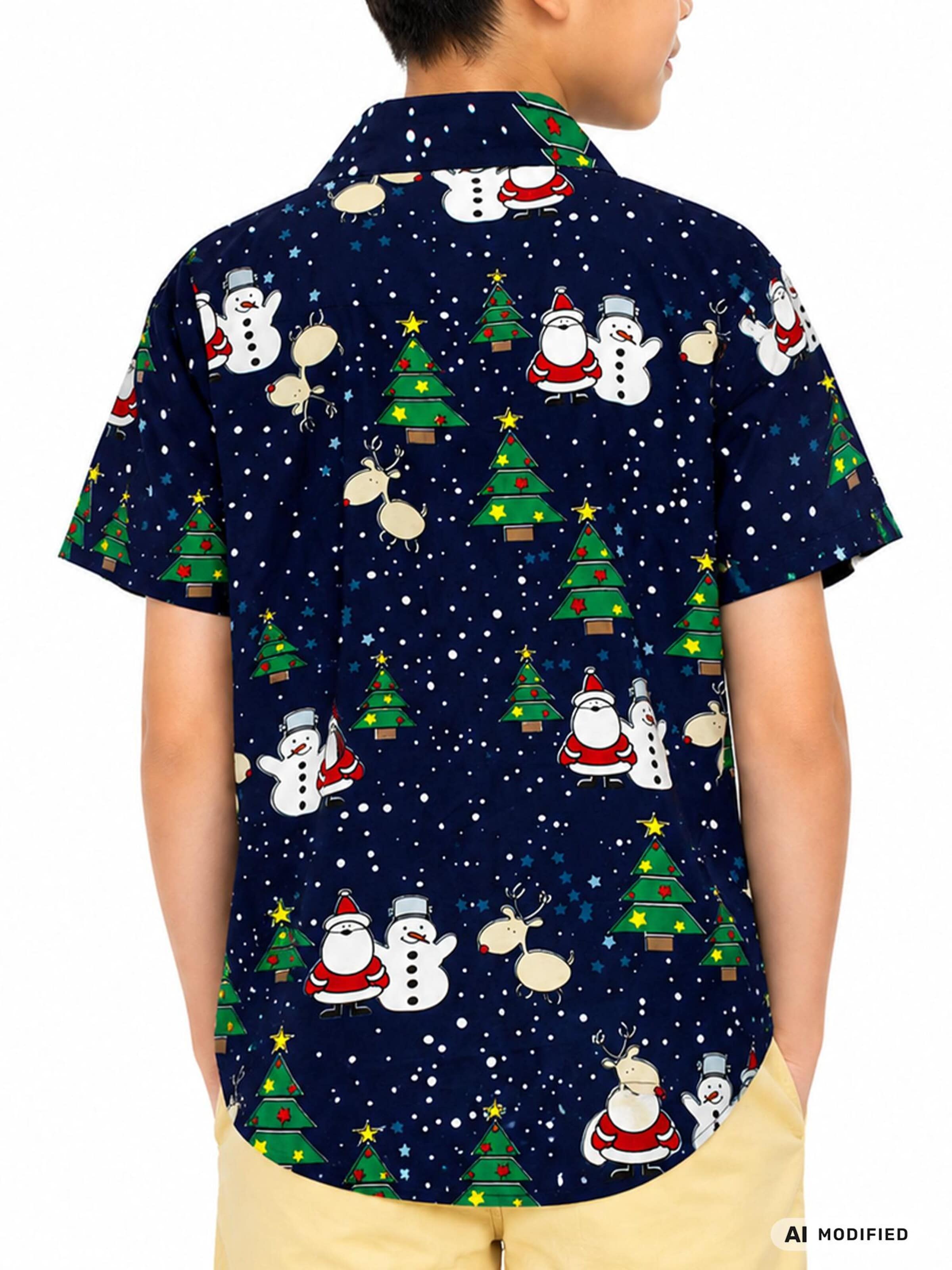 King Kameha Regular fit Overhemd 'Christmas Buddies' in Blauw