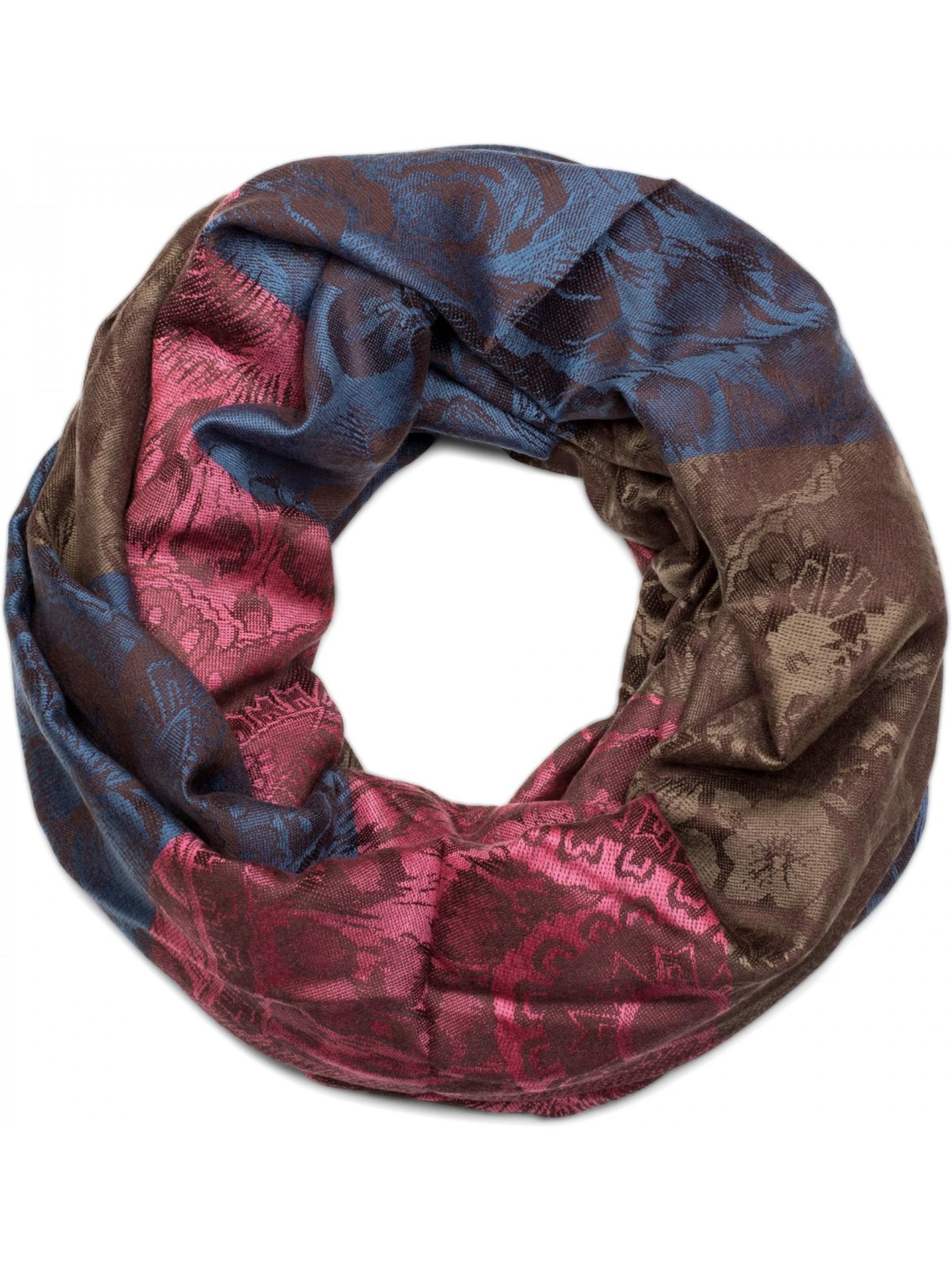 styleBREAKER Loop scarf 'Loop mit Hibiskus Blüten und Paisley Muster' in Blue: front