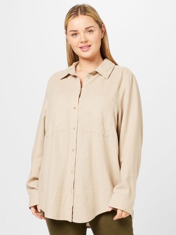 ONLY Carmakoma Blus 'Caro' i beige: framsida