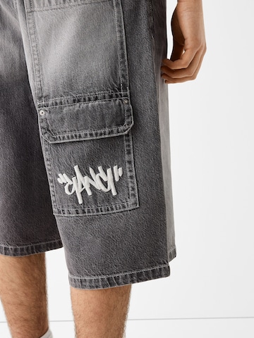 Bershka Wide Leg Shorts in Grau