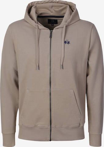 La Martina Sweatvest ' MCF011 ' in Beige: voorkant