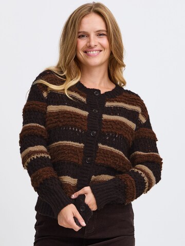 PULZ Jeans Knit cardigan in Brown: front