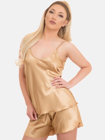 Evoni Pajama 'Set aus Satin' in Gold: front
