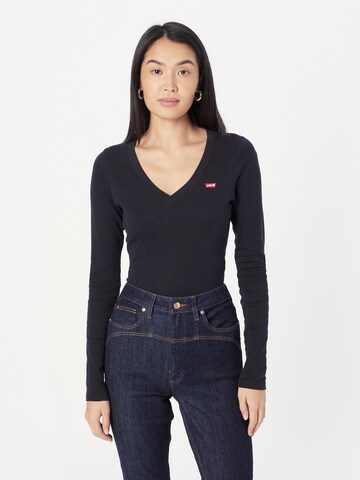 LEVI'S ® Тениска 'LS Vneck Baby Tee' в черно: отпред