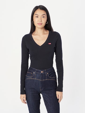 T-shirt 'LS Vneck Baby Tee' LEVI'S ® en noir : devant