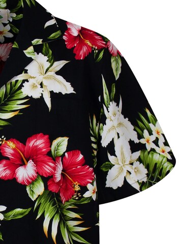 KY's Regular Fit Hemd 'Hibiskus Allover'‌‌‌‌‌‌‌ in Schwarz