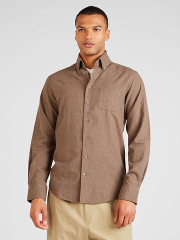 Bruun & Stengade Slim fit Button Up Shirt 'Floyd' in Brown: front