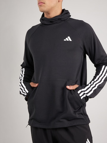 ADIDAS PERFORMANCE Športna majica 'Own The Run 3 Stripes' | črna barva