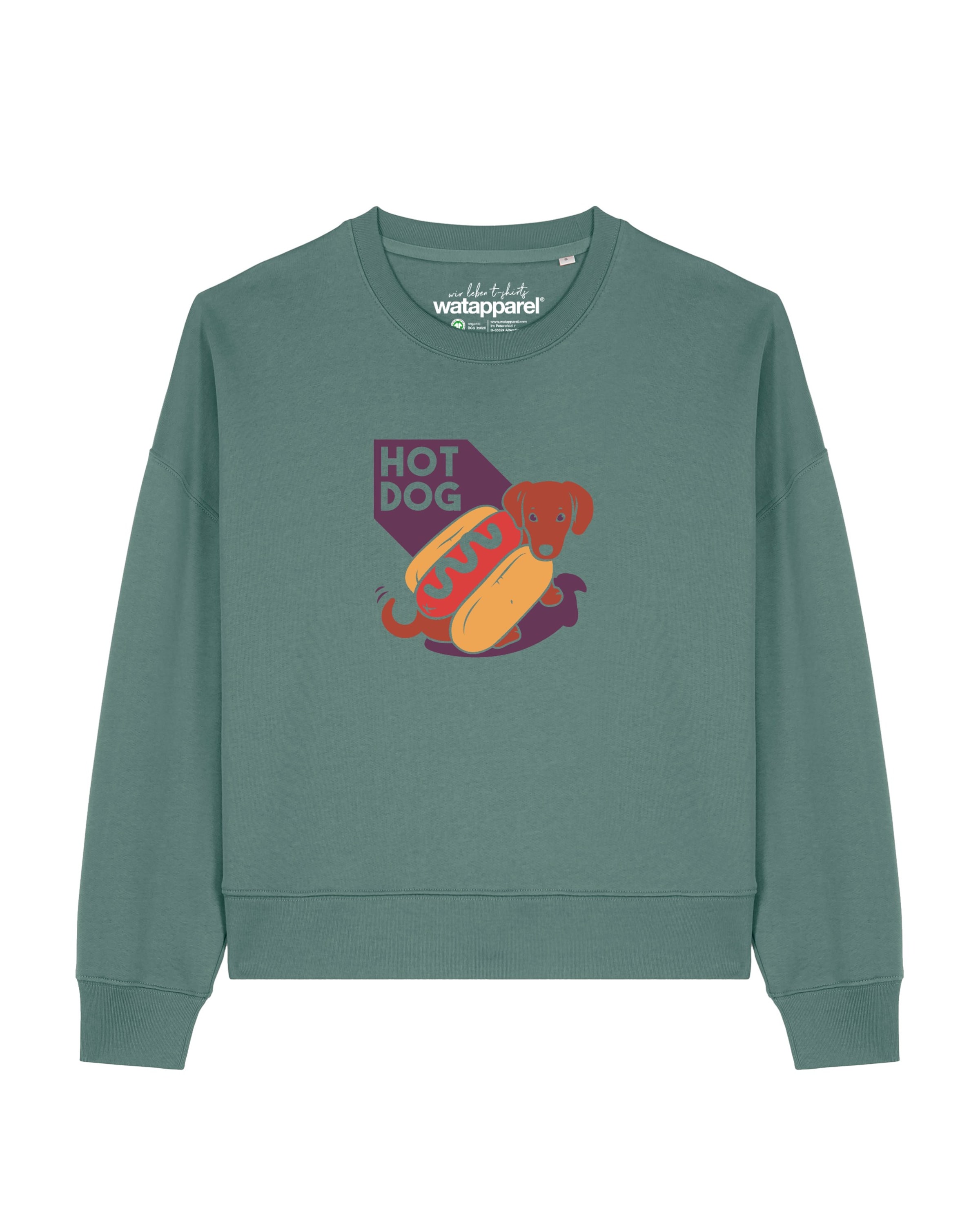 Watapparel Sweatshirt 'Hot Dog' in Grün: Vorderseite