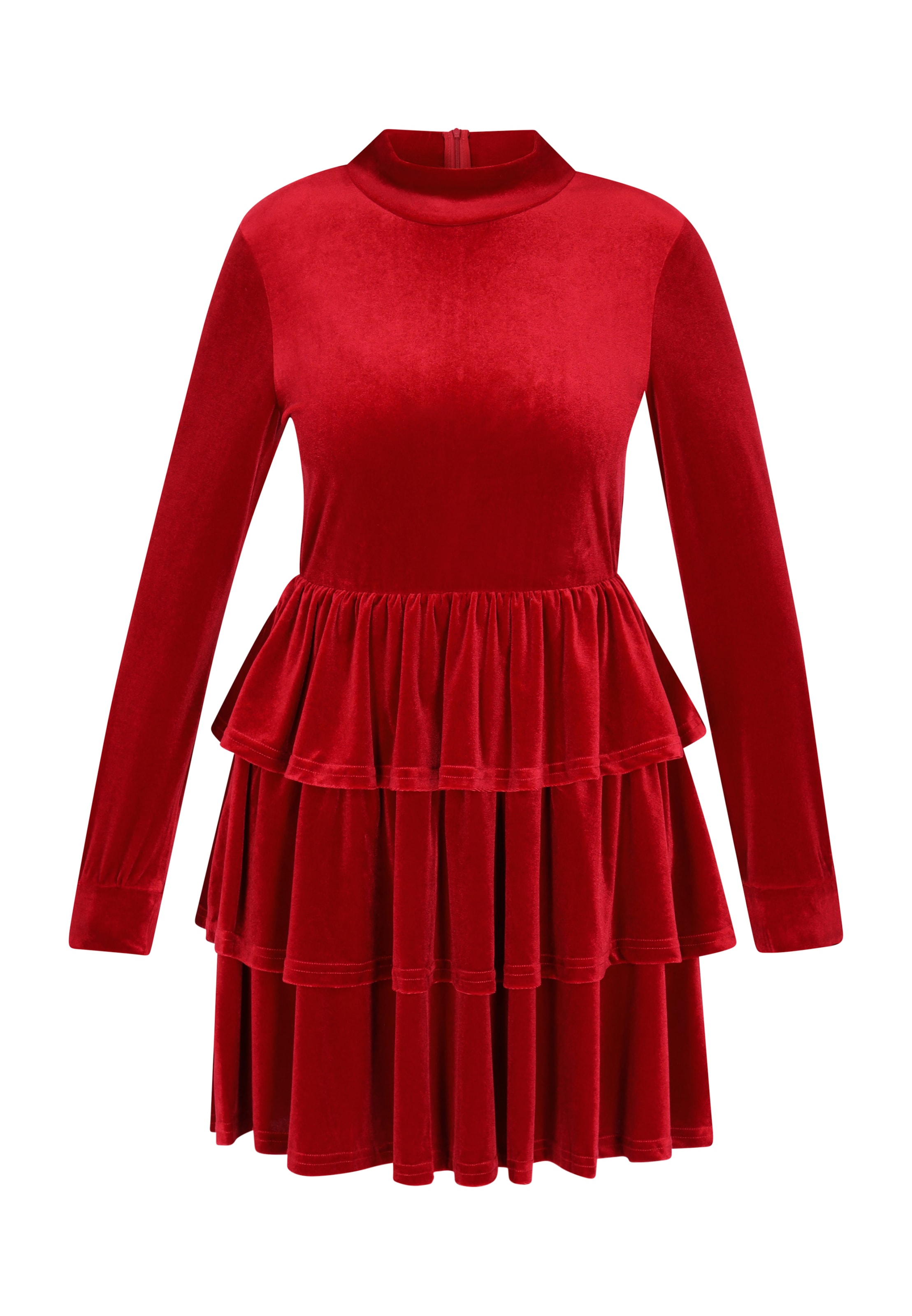 Abito da cocktail di faina in rosso: frontale