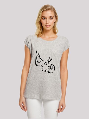 F4NT4STIC Shirt 'Dinosaurier Sinoceratops Skull' in Grijs: voorkant