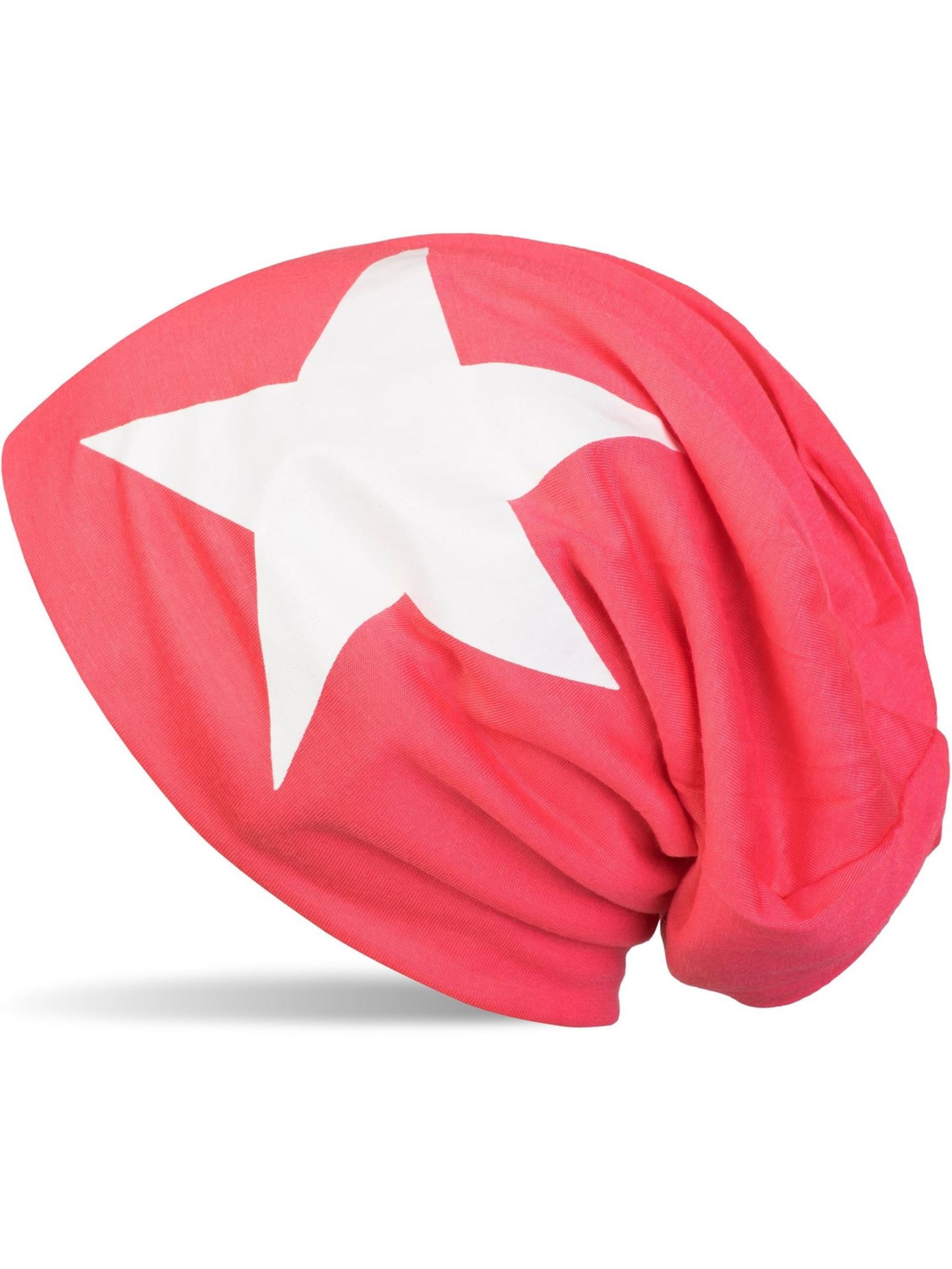 styleBREAKER Mütze 'Beanie mit Stern Print'‌ in Orange: Vorderseite