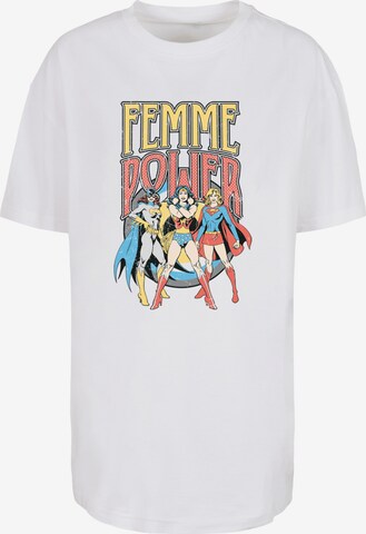 Maglia extra large 'DC Comics Wonder Woman Femme Power' di F4NT4STIC in bianco: frontale